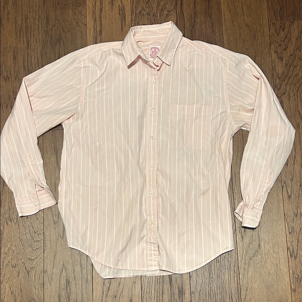 Brooks Brothers Pink Stripe Button Down Shirt Size 8 All Cotton